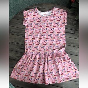 Hanna Andersson Girls 10 Dress Summer Spring Pink Floral Rainbows 140